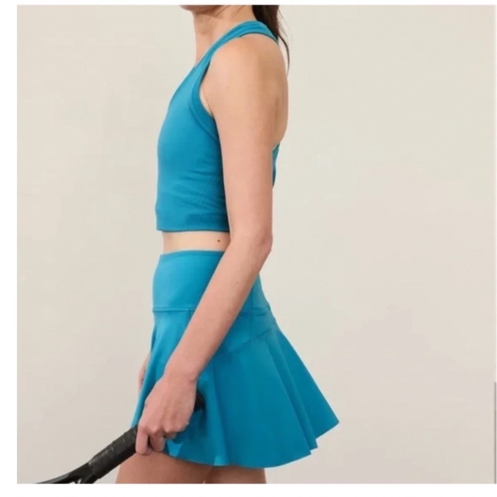 Athleta Ace Tennis Skort 15.5 Blue Teal Pleated Athletic Golf Skirt Large - Picture 2 of 12